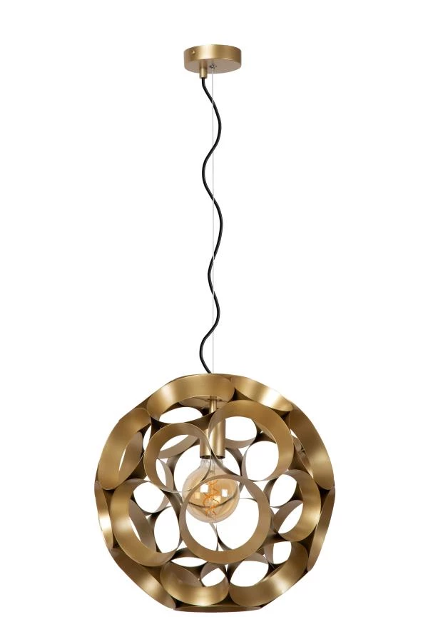 Lucide HANNELORE - Hanglamp - Ø 40 cm - 1xE27 - Mat Goud / Messing - uitgezet